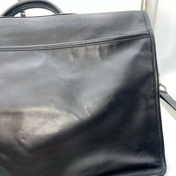 COACH PRESCOTT 90s Vintage BLACK LEATHER LAPTOP BRIEFCASE MESSENGER BAG   WITH C - Picture 10 of 16